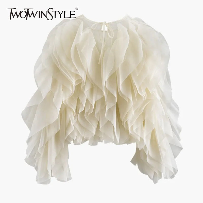 Creating Waves ruffled pullover blouse