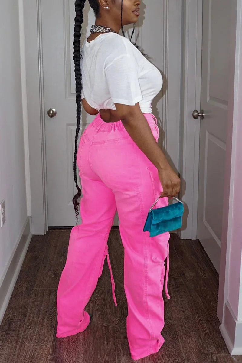 Locked and Loaded High Waisted Cargo Jeans