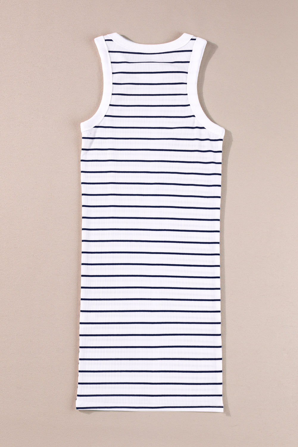 Black Stripe Ribbed Knit Tank Mini Dress