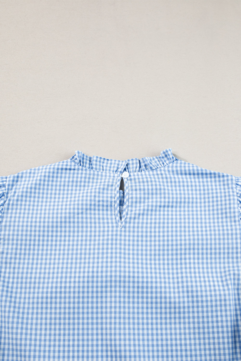 Innocence Delight Flower Embroidered Puff Sleeve Gingham Blouse