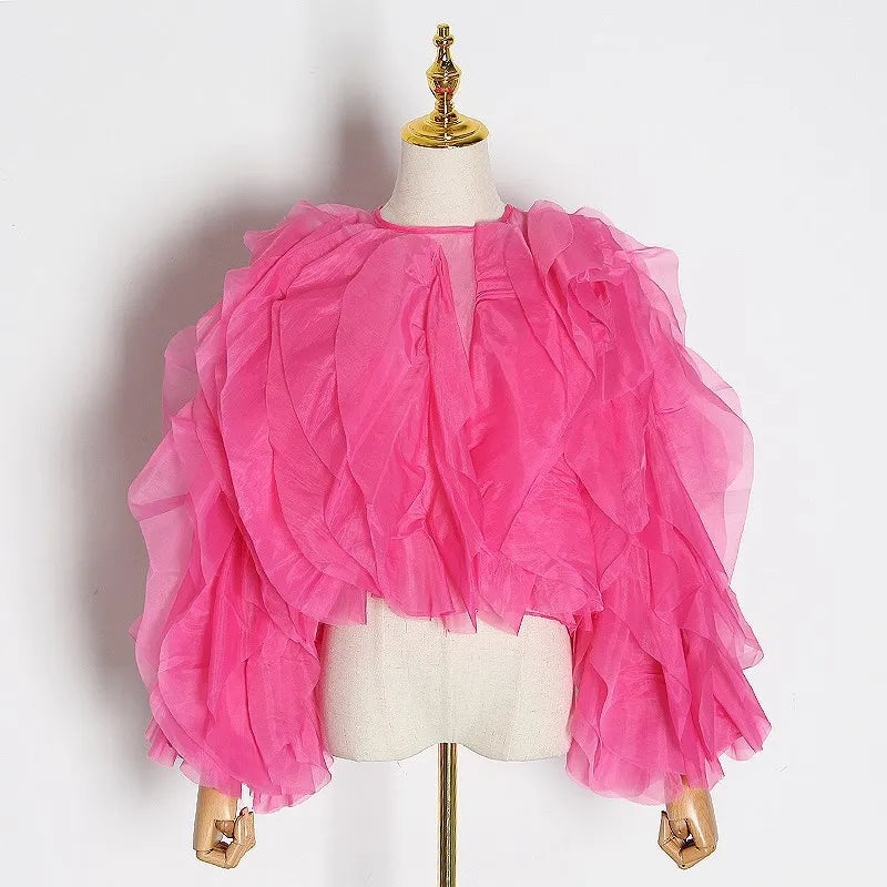 Creating Waves ruffled pullover blouse